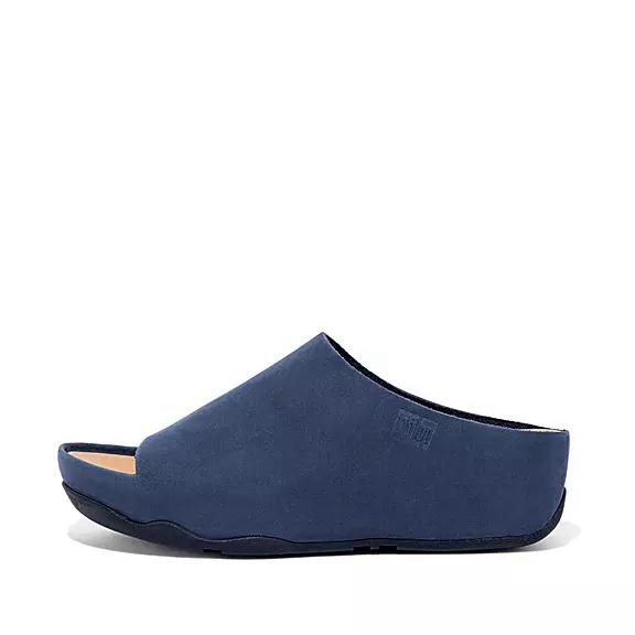 Chaussures À Enfiler Femme Fitflop Shuv Nubuck Slides Bleu Marine (JBN841572)